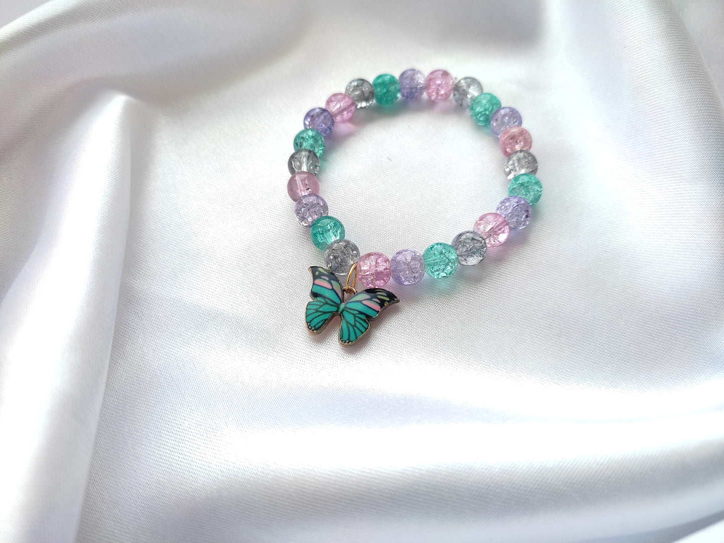 Beautiful printed butterfly mutli-coloured beads bracelet for women and girls