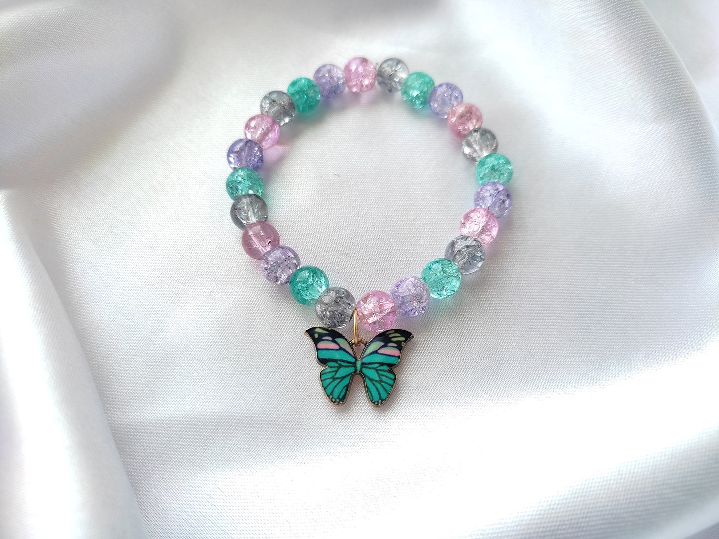 Beautiful printed butterfly mutli-coloured beads bracelet for women and girls