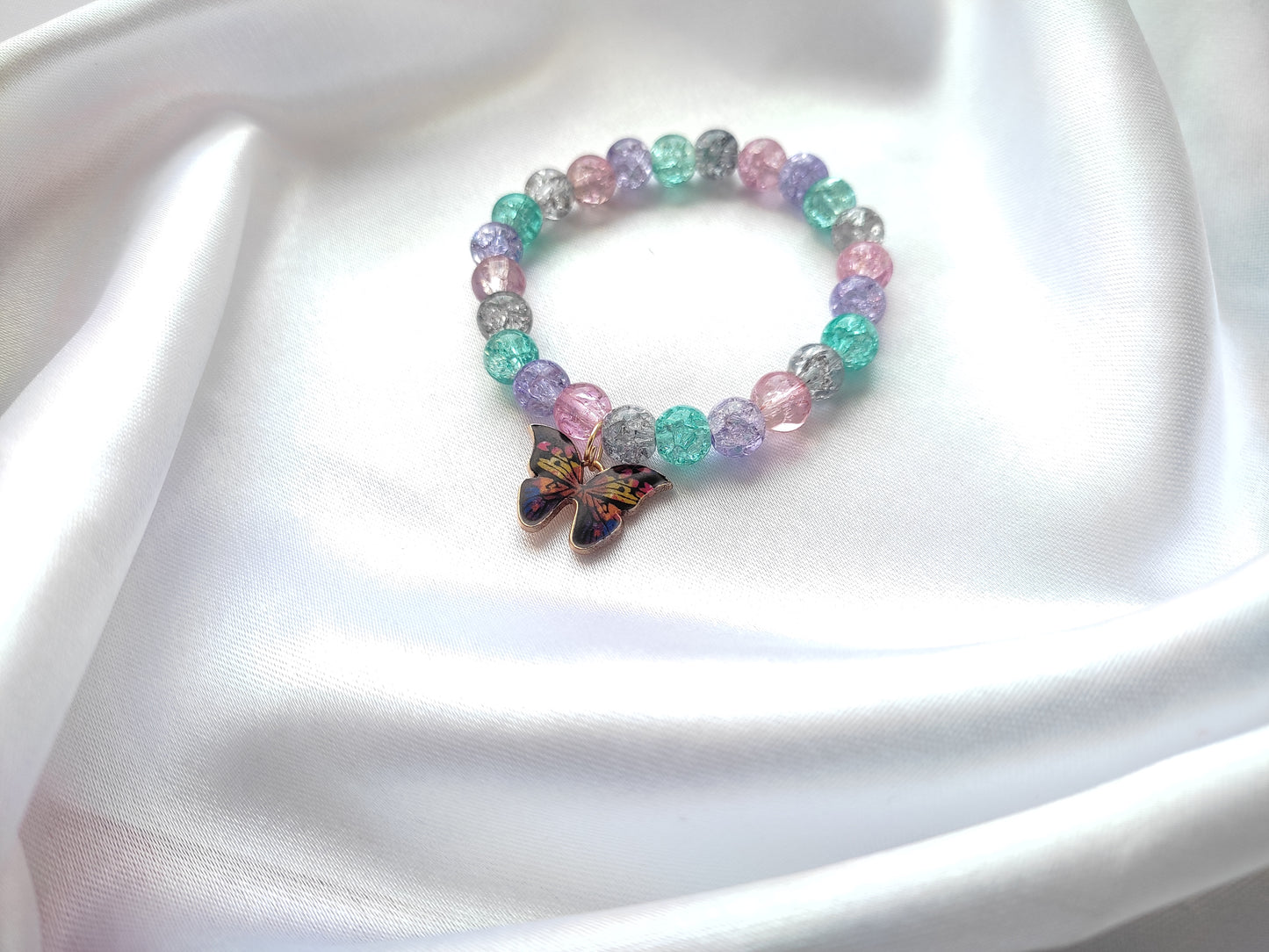 Beautiful printed butterfly mutli-coloured beads bracelet for women and girls