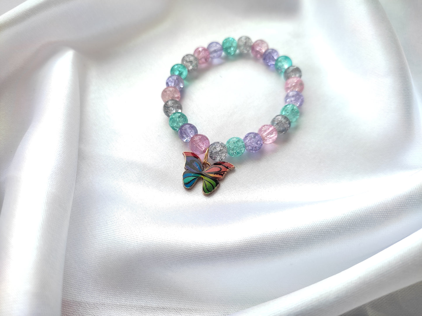 Beautiful printed butterfly mutli-coloured beads bracelet for women and girls