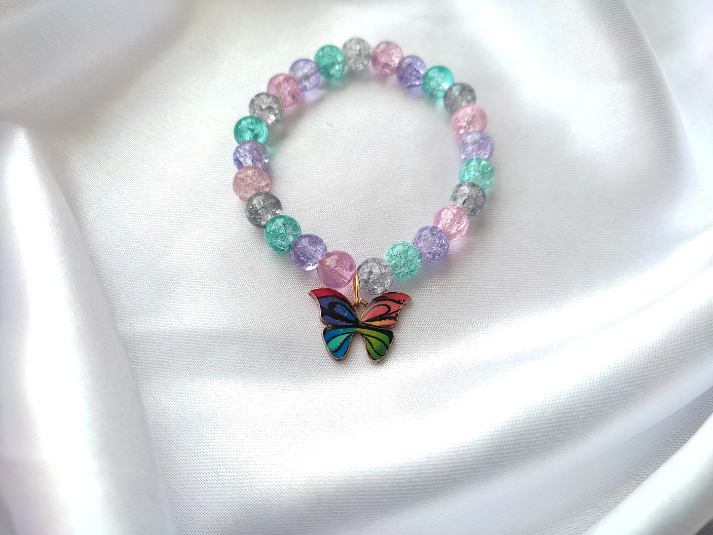 Beautiful printed butterfly mutli-coloured beads bracelet for women and girls