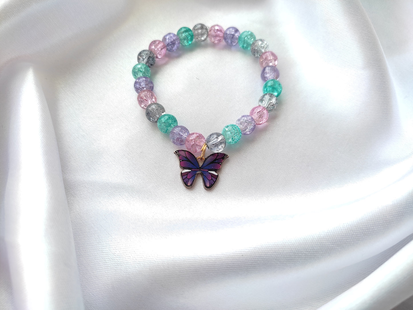 Beautiful printed butterfly mutli-coloured beads bracelet for women and girls