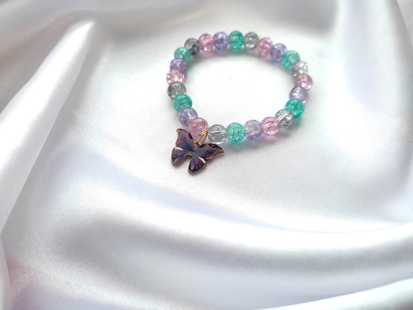 Beautiful printed butterfly mutli-coloured beads bracelet for women and girls