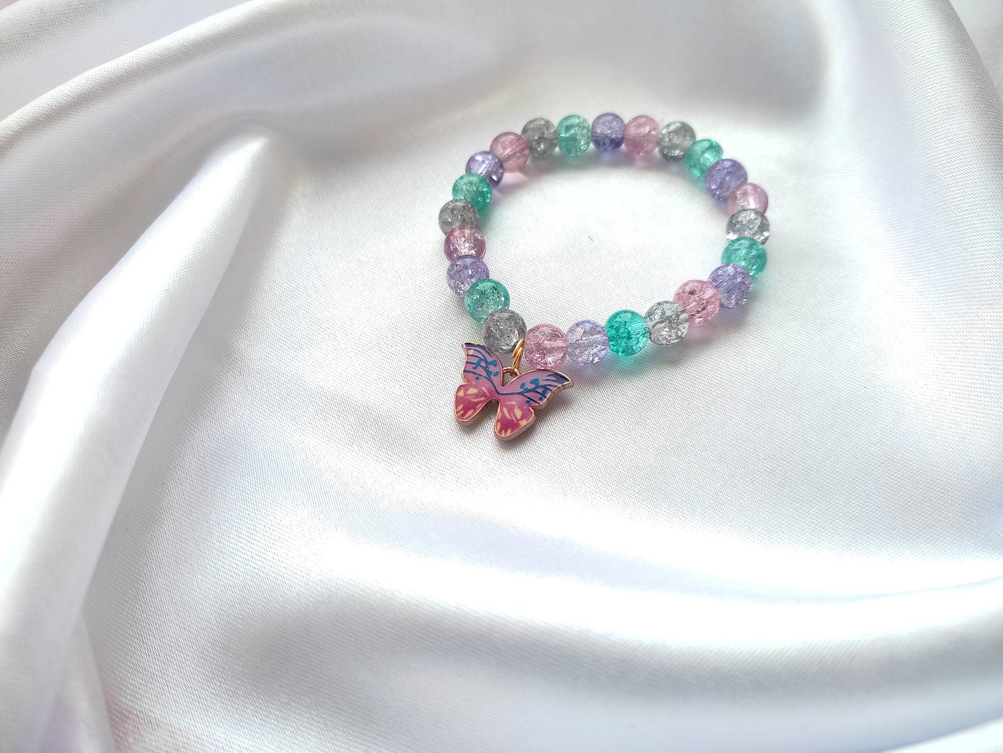 Beautiful printed butterfly mutli-coloured beads bracelet for women and girls