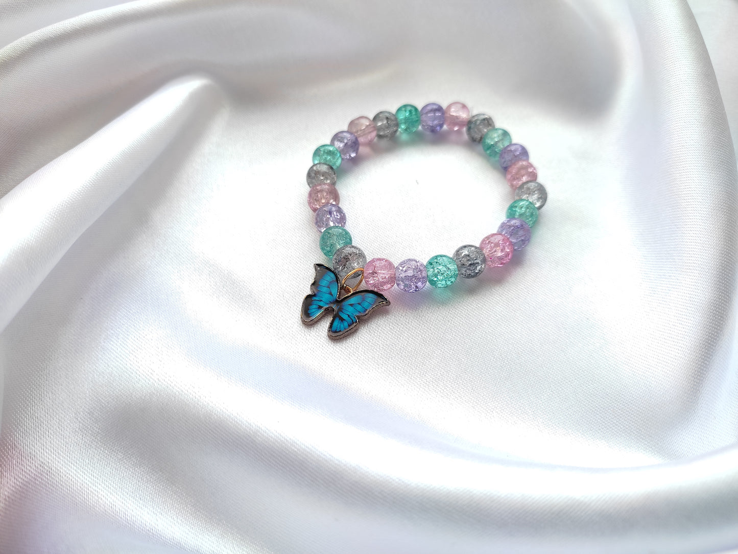 Beautiful printed butterfly mutli-coloured beads bracelet for women and girls