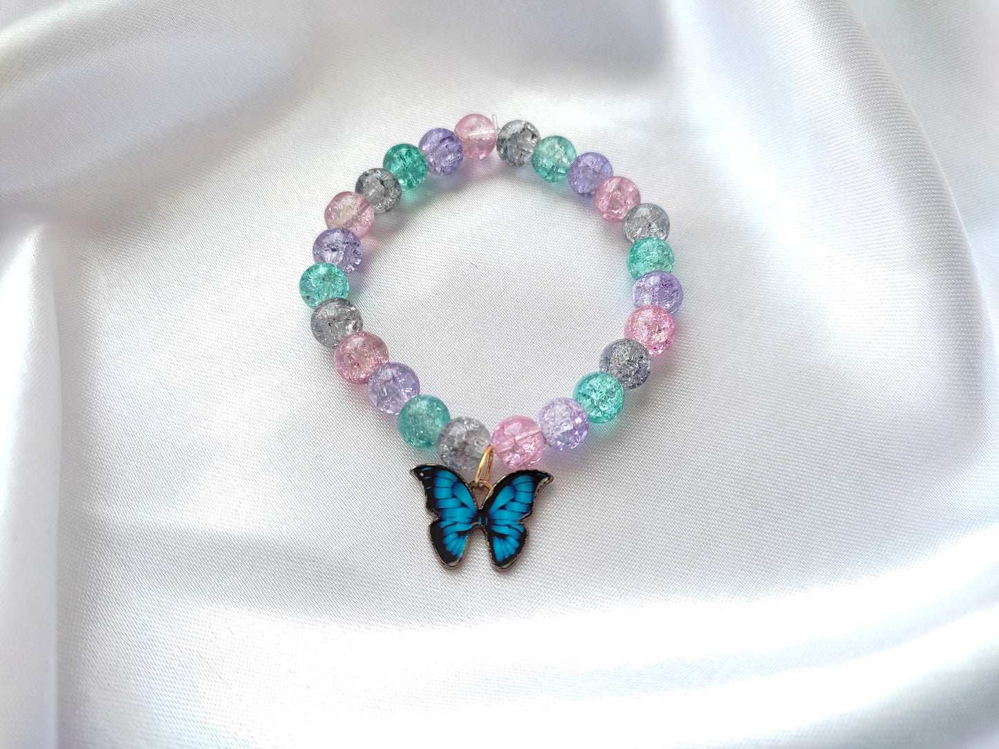 Beautiful printed butterfly mutli-coloured beads bracelet for women and girls