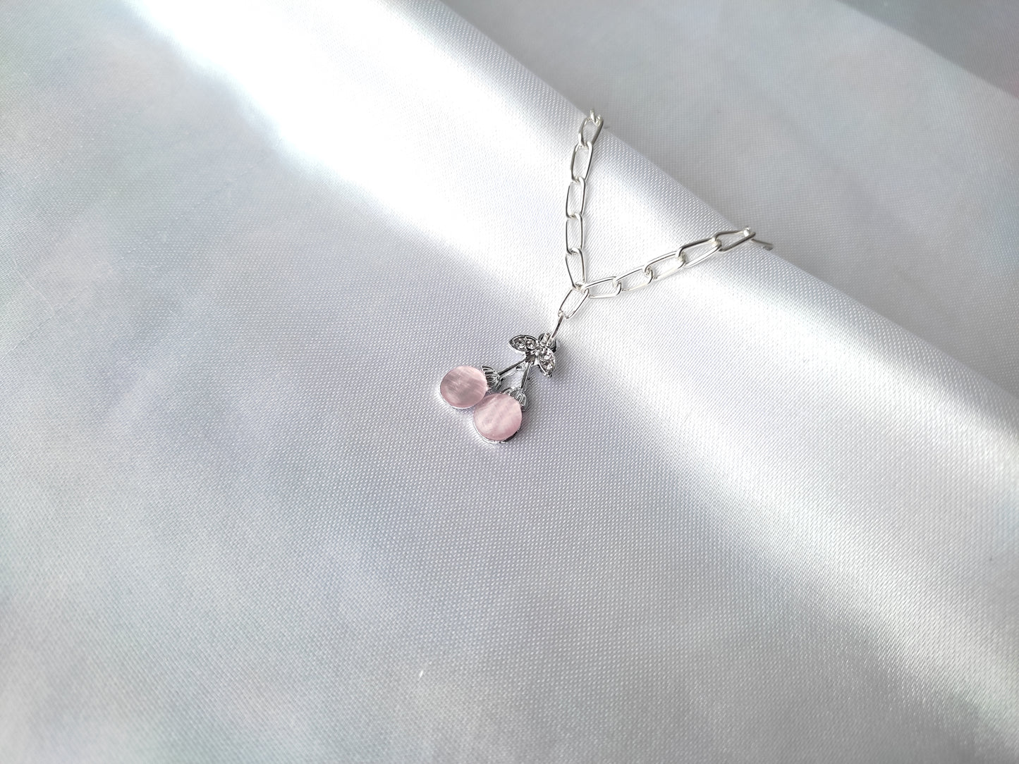 Stylish trendy Silver Cherry AD stones charm Korean Chain Bracelet For Women And Girls