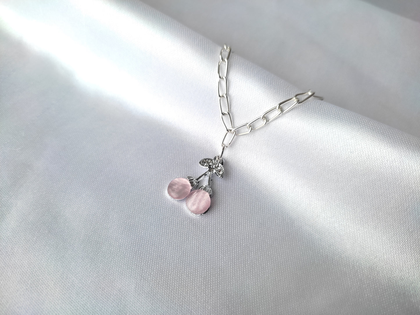 Stylish trendy Silver Cherry AD stones charm Korean Chain Bracelet For Women And Girls