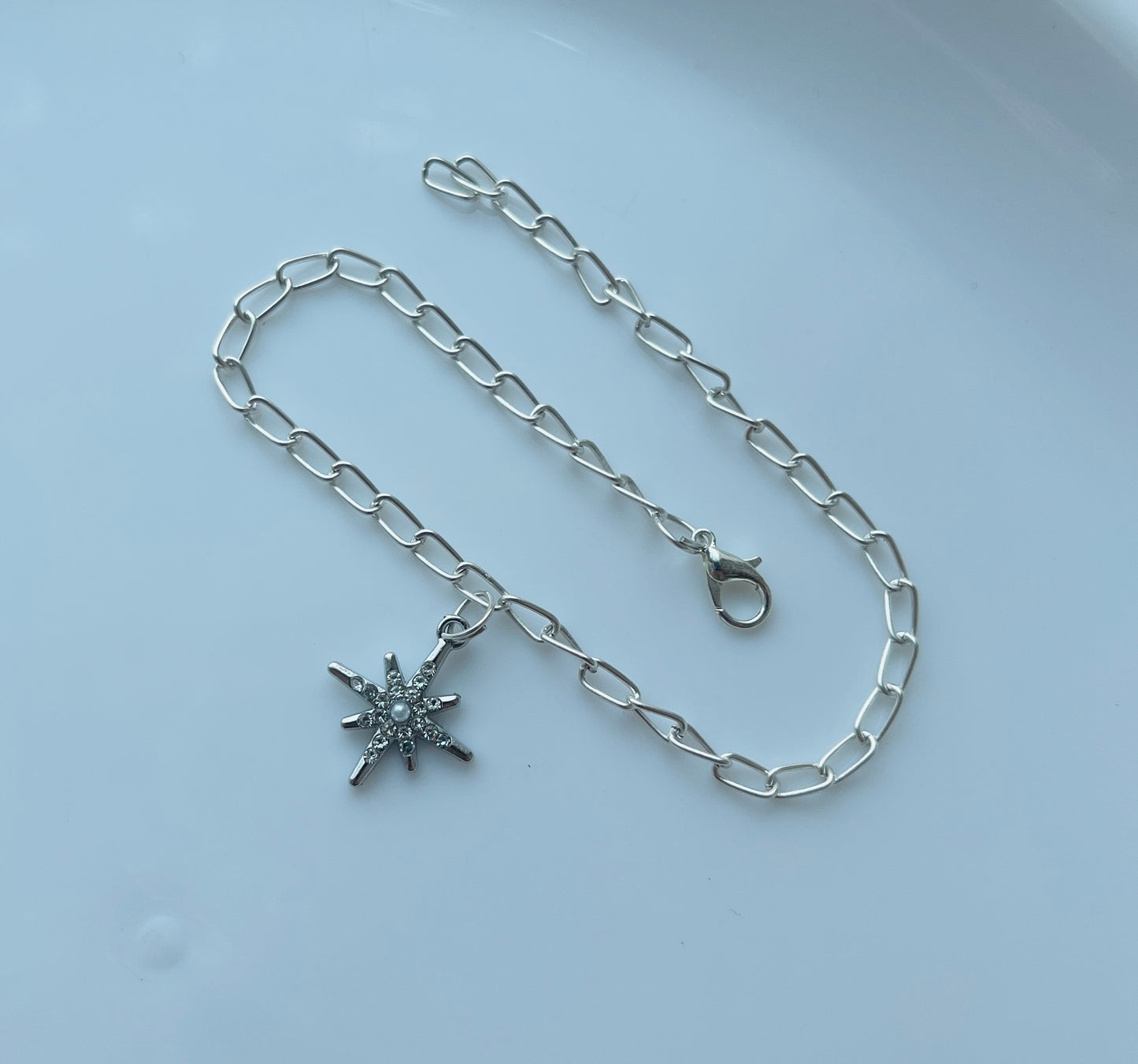 Beautiful Trendy Silver Star Charm Chain Bracelet For Women And Girls|Accessories|American diamond|Korean Accessories|Korean Bracelet|Minimal Bracelet | Minimal Jewellery|Adjustable Sizing