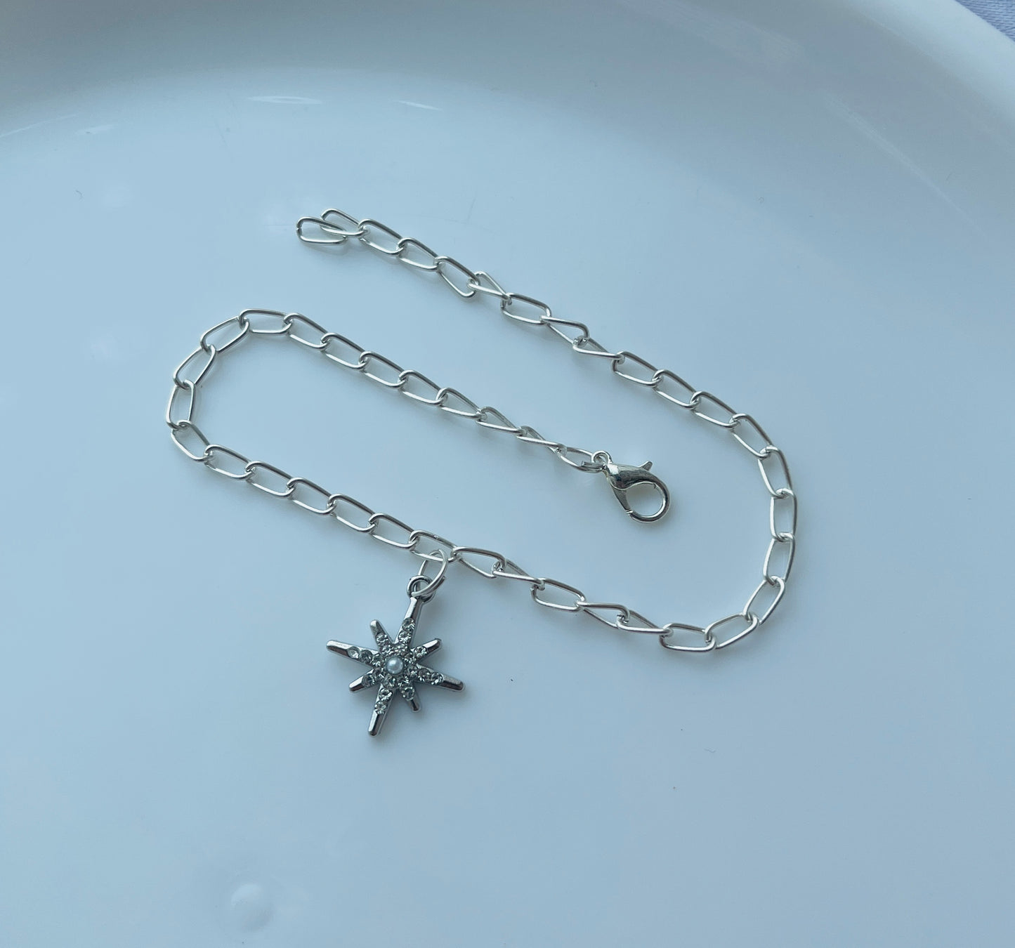 Beautiful Trendy Silver Star Charm Chain Bracelet For Women And Girls|Accessories|American diamond|Korean Accessories|Korean Bracelet|Minimal Bracelet | Minimal Jewellery|Adjustable Sizing