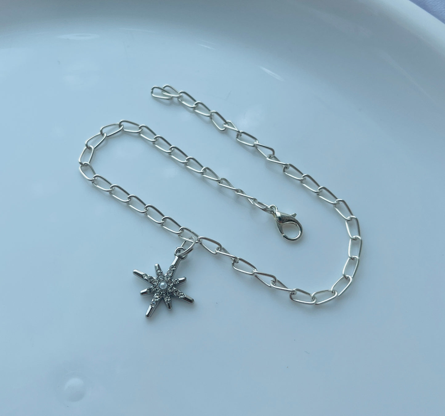 Beautiful Trendy Silver Star Charm Chain Bracelet For Women And Girls|Accessories|American diamond|Korean Accessories|Korean Bracelet|Minimal Bracelet | Minimal Jewellery|Adjustable Sizing