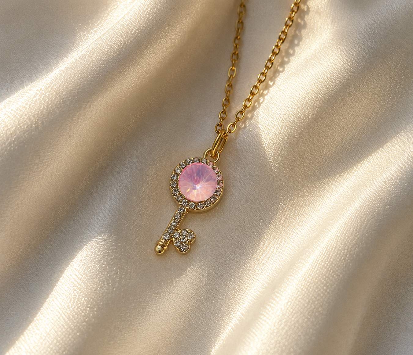 Stylish Trendy Cute Key Gold Charm Pendant Necklace For Women and Girls