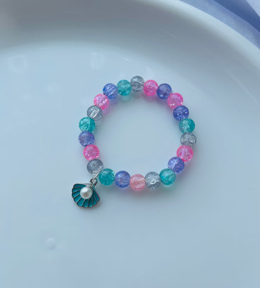 Classy Trendy Silver Seap shell Charm Colourful Glass Beads Bracelet For Women And Girls| Accessories|American diamond|Korean Accessories|Korean Bracelet|Minimal Bracelet | Minimal Jewellery