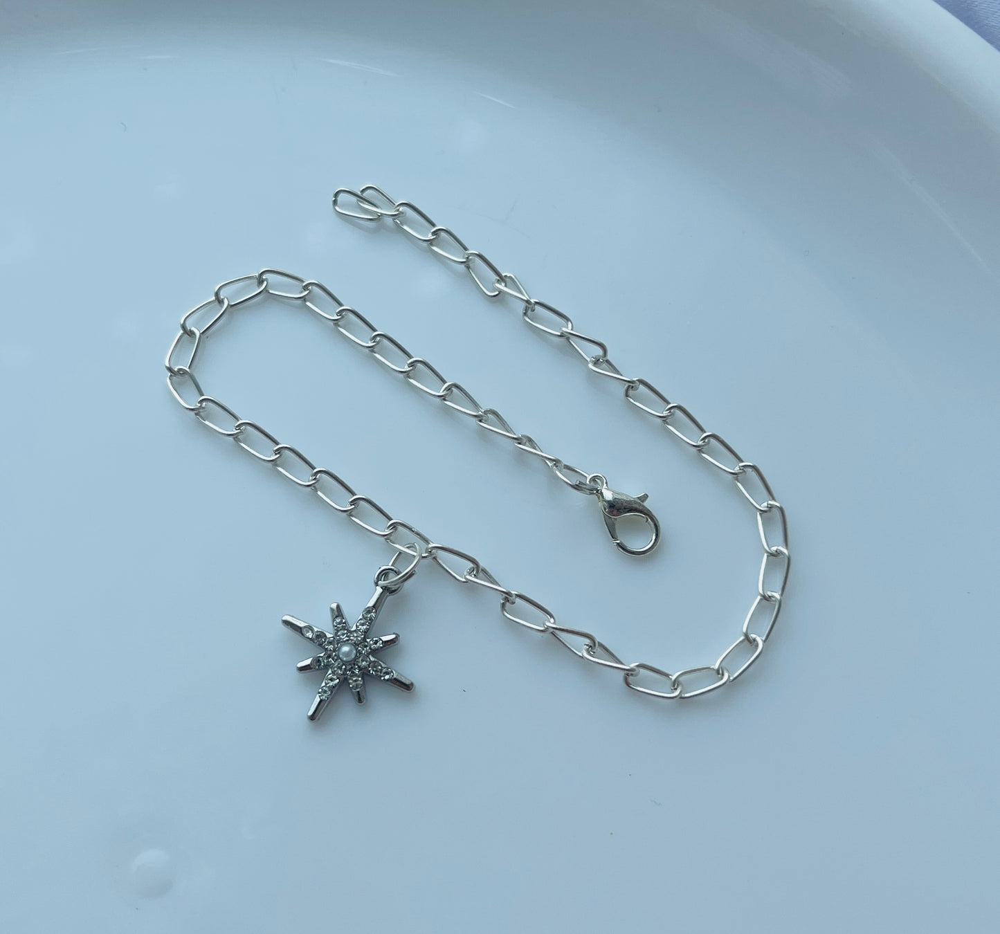 Beautiful Trendy Silver Star Charm Chain Bracelet For Women And Girls|Accessories|American diamond|Korean Accessories|Korean Bracelet|Minimal Bracelet | Minimal Jewellery|Adjustable Sizing