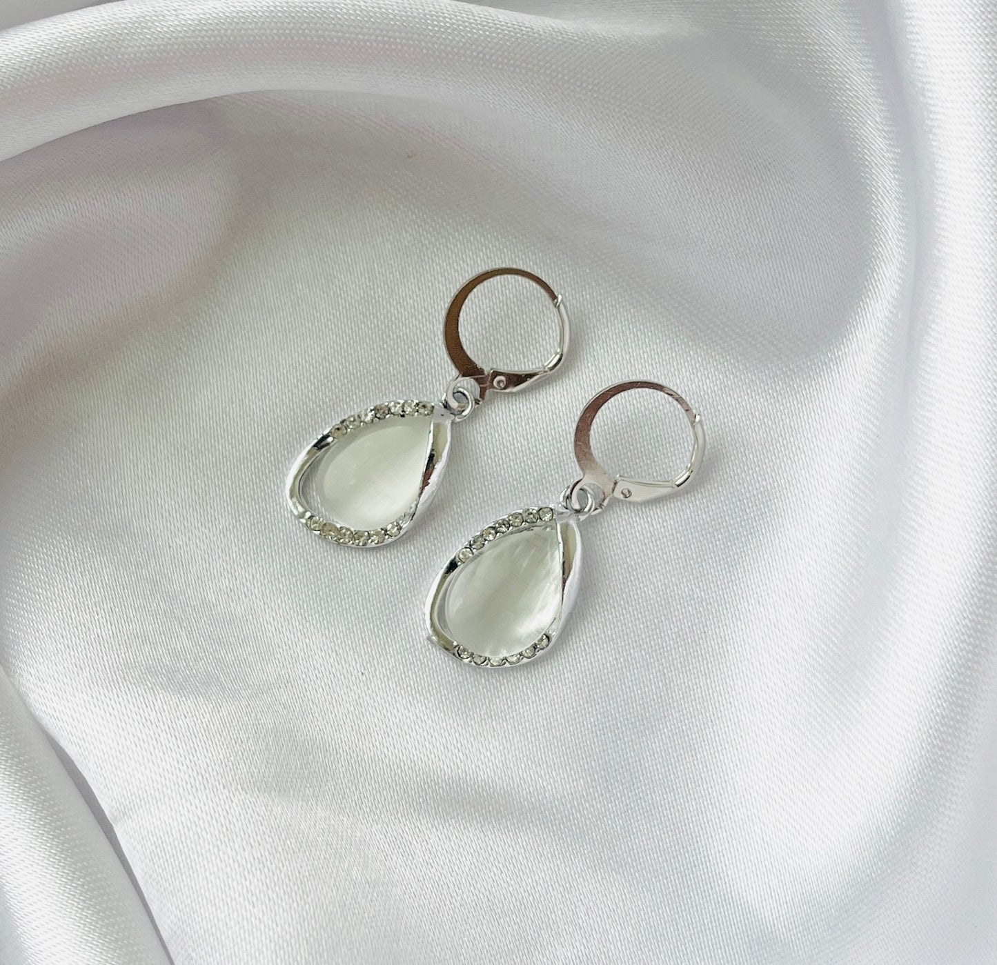 Trendy Silver Raindrop AD charm Hoop earrings for women and girls