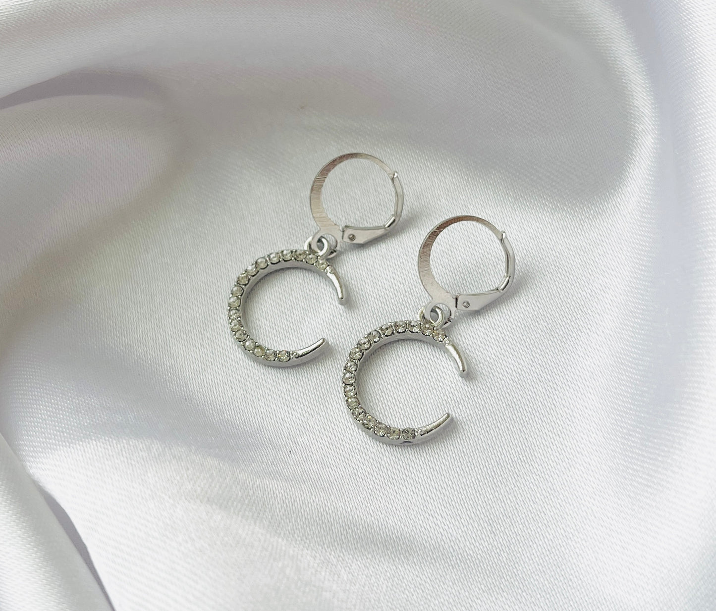 Trendy Silver Moon AD charm Hoop earrings for women and girls