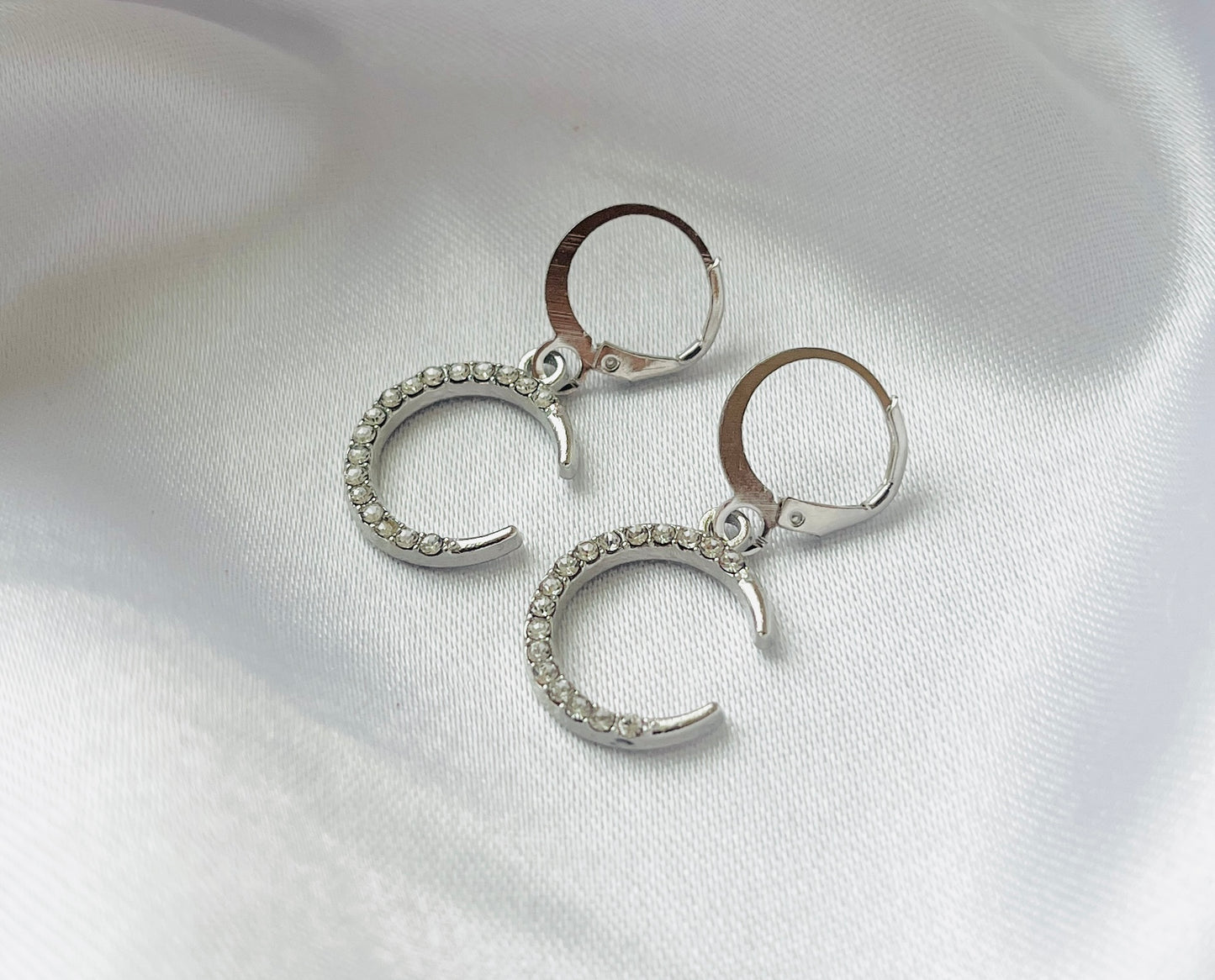 Trendy Silver Moon AD charm Hoop earrings for women and girls