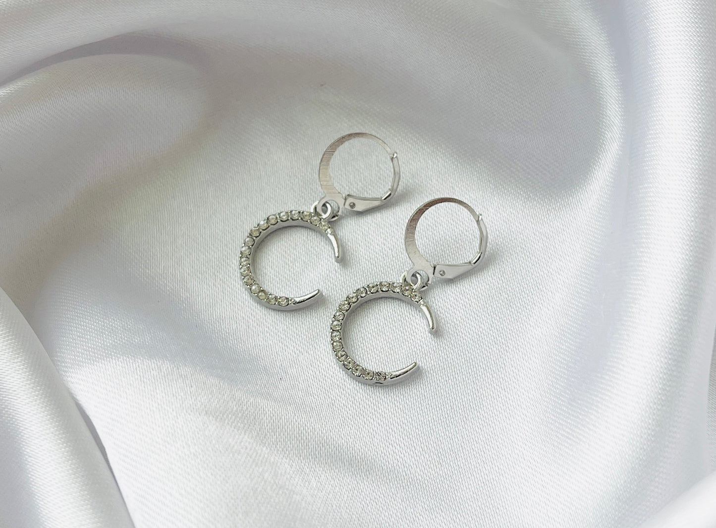 Trendy Silver Moon AD charm Hoop earrings for women and girls