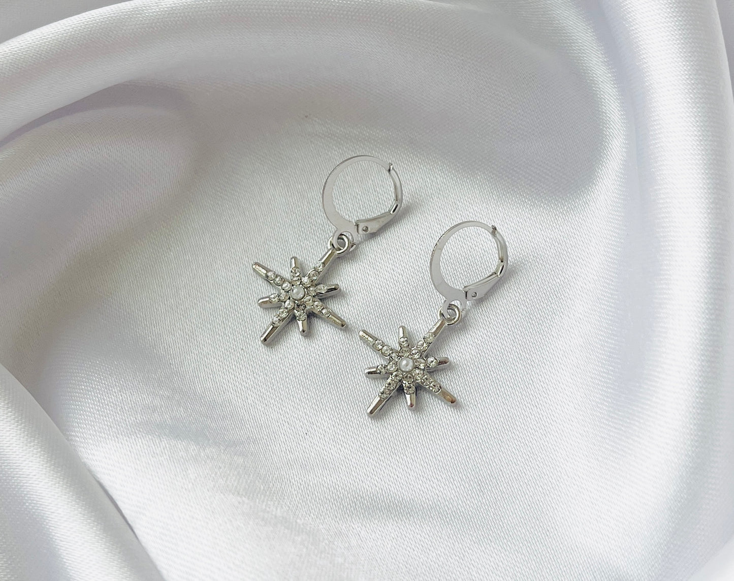 Trendy Silver Star AD charm Hoop earrings for women and girls