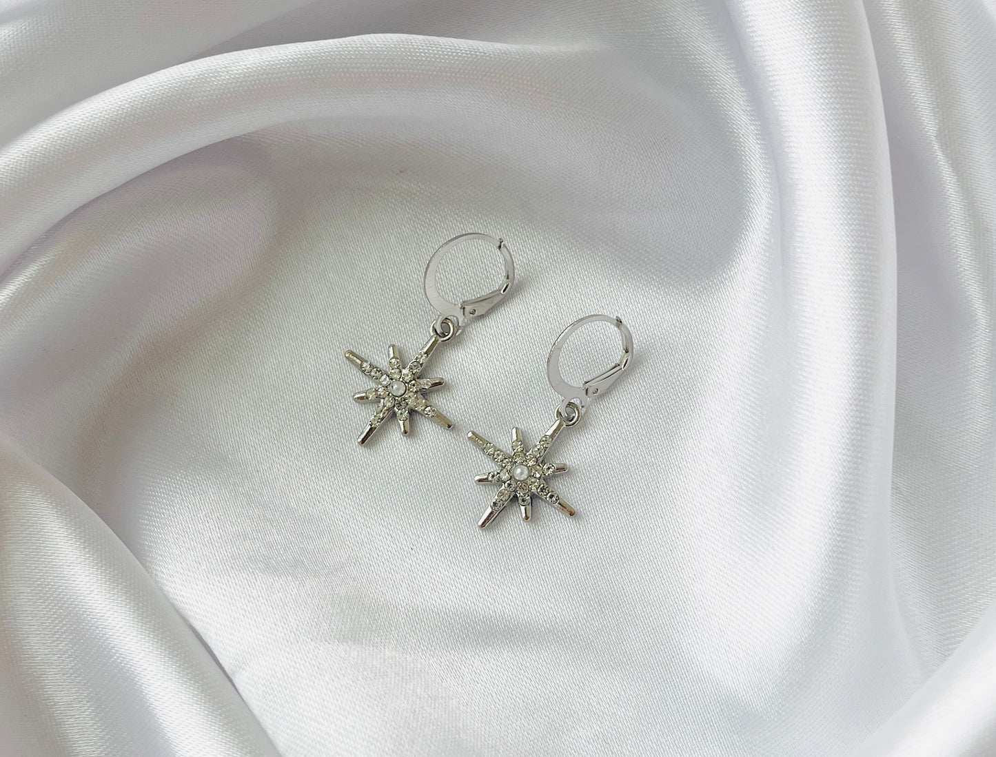 Trendy Silver Star AD charm Hoop earrings for women and girls