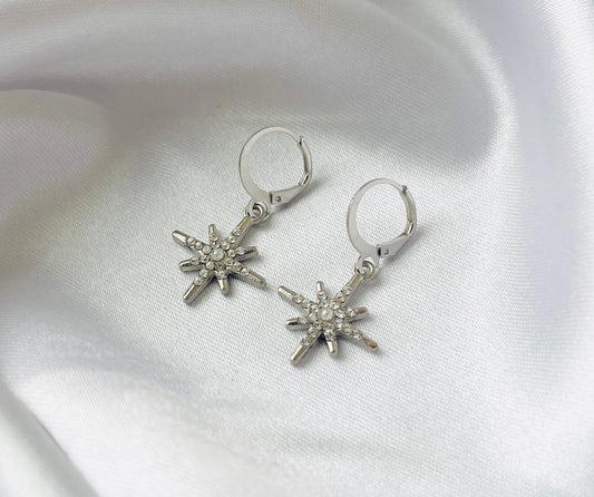 Trendy Silver Star AD charm Hoop earrings for women and girls