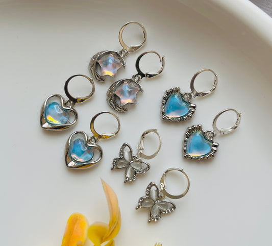 Pack of 4 Stunning Shining Stylish Trendy AD Silver Charm Round Hoop Earrings For Women And Girls | Accessories | Gift | Korean | Minimal | Jhumka | Earrings | Aesthetic Jewellery