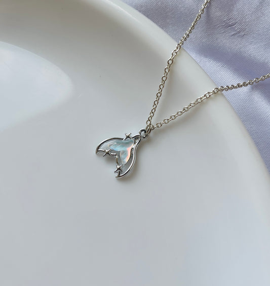 Classy Trendy Aesthetic Mermaid Silver AD Charm Pendant Necklace Set For Women And Girls| Korean Minimal Neckpiece| Aesthetic Jewellery|Trendy Pinteresty Necklaces