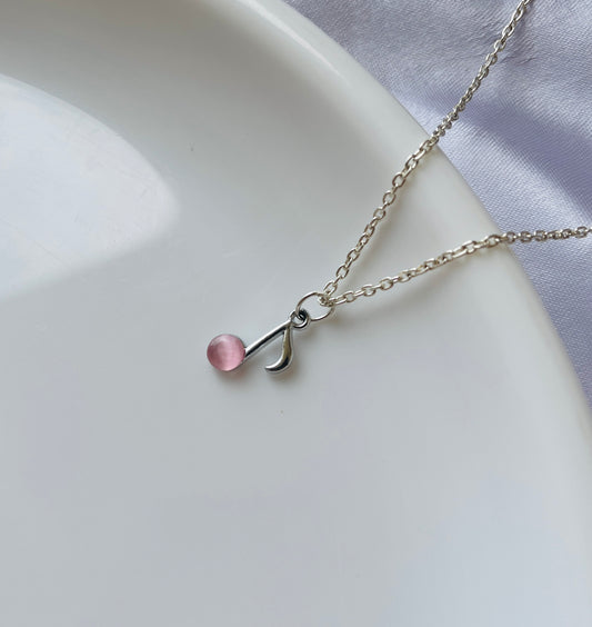 Classy Trendy Aesthetic Cute Music Note Silver  AD Charm Pendant Necklace Set For Women And Girls| Korean Minimal Neckpiece| Aesthetic Jewellery|Trendy Pinteresty Necklaces