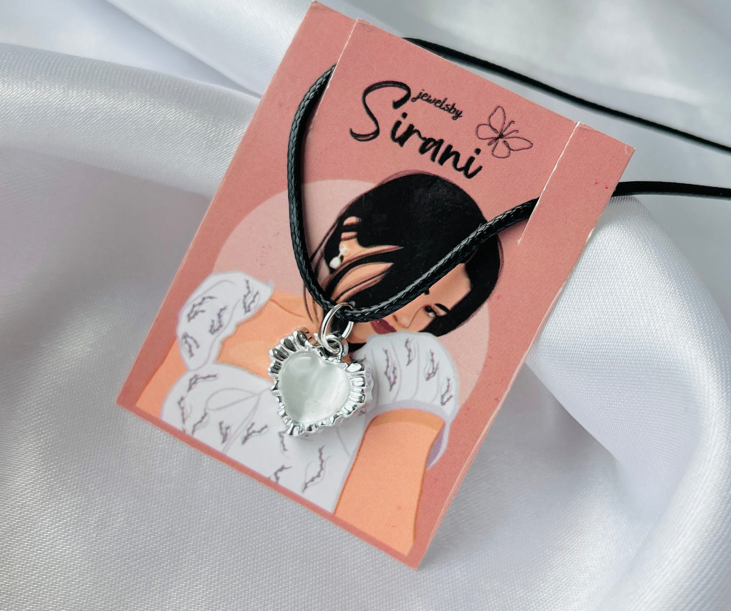 Jewelsbysirani Stylish Pretty Heart Black Cord Charm Necklace For Women And Girls | Korean Accessories| Gift for Women And Girls