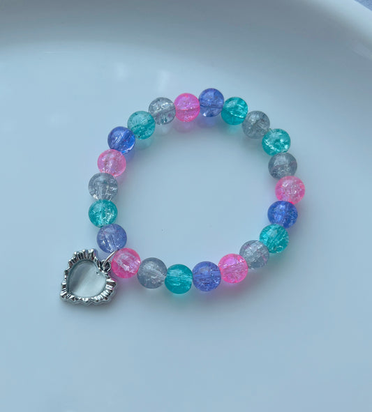 Classy Trendy Silver Heart Charm Colourful Glass Beads Bracelet For Women And Girls| Accessories|American diamond|Korean Accessories|Korean Bracelet|Minimal Bracelet | Minimal Jewellery