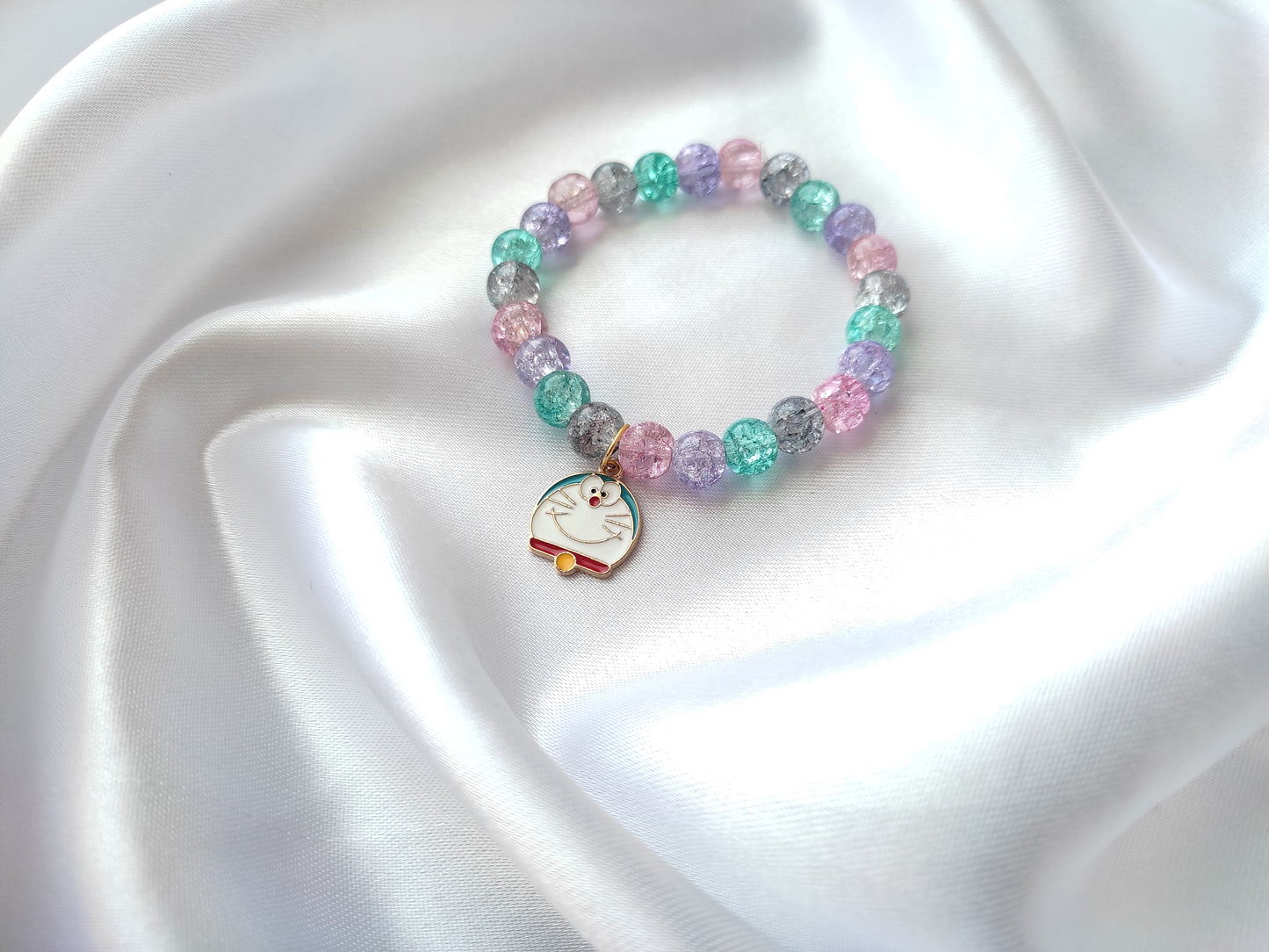 Cute doremon multi-colour beads bracelet for women and girls