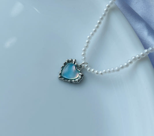 Classy Trendy Aesthetic Heart AD Charm White Pearl Necklace Set For Women And Girls| Korean Minimal Neckpiece| Aesthetic Jewellery|Trendy Pinteresty Necklaces