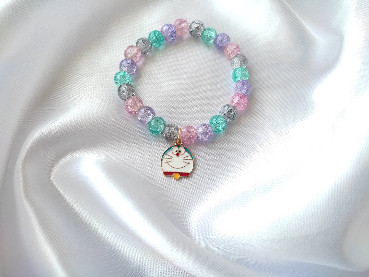 Cute doremon multi-colour beads bracelet for women and girls