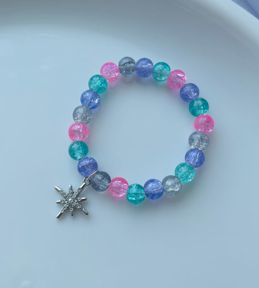 Classy Trendy Silver Star Charm Colourful Glass Beads Bracelet For Women And Girls| Accessories|American diamond|Korean Accessories|Korean Bracelet|Minimal Bracelet | Minimal Jewellery
