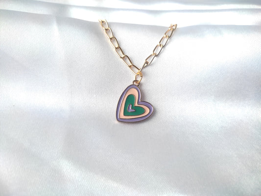 Beautiful green purple heart chain bracelet for women/girls